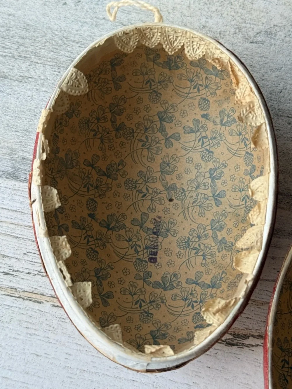 Antique Paper Mache Decorative Easter Egg Candy Container Germany